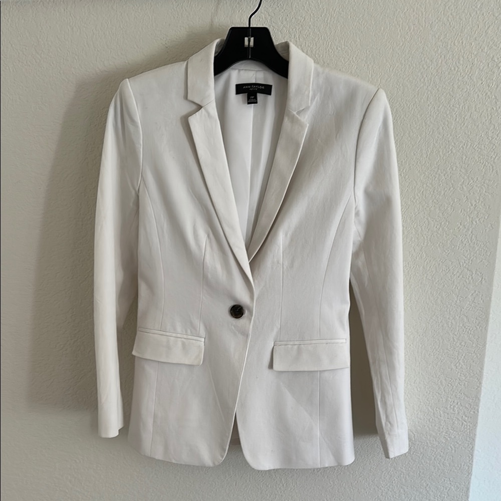 Ann Taylor White cotton lined Blazer